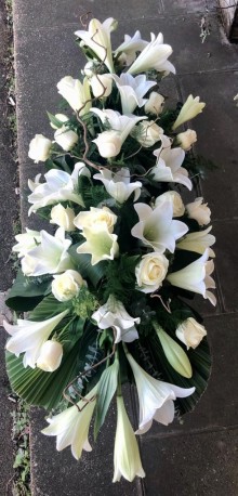 Lilies and Roses Coffin Spray White