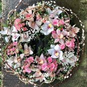 Loose Orchid and Rose Wreath