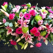 Coffin Spray Orchid, Lilies & Roses